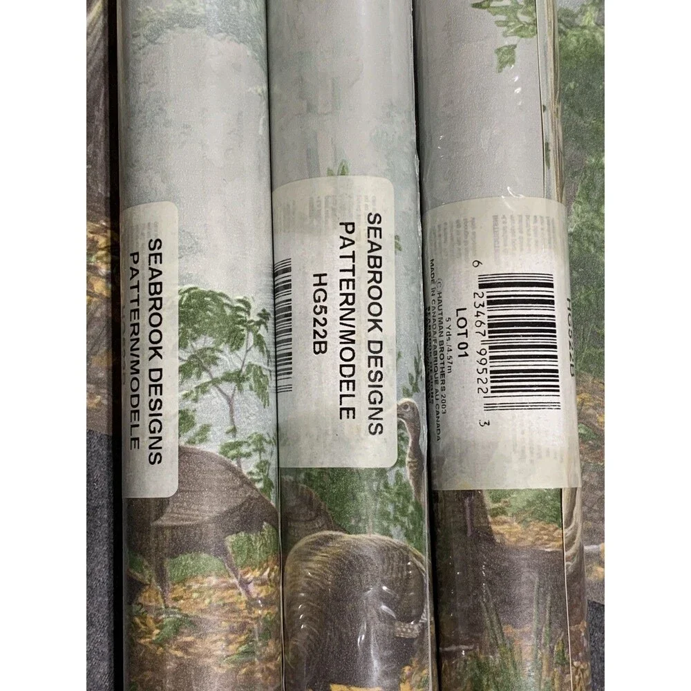 Seabrook Designs Wild Turkey Prepasted Wallpaper Border HG522B X 3 rolls